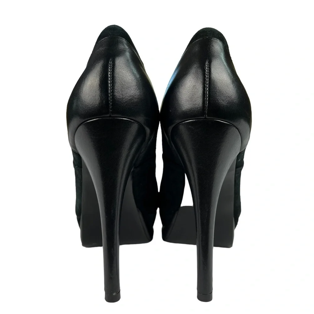 Pour La‎ Victoire Stiletto Shoes Womens Size 9.5 Black Suede Leather Platform